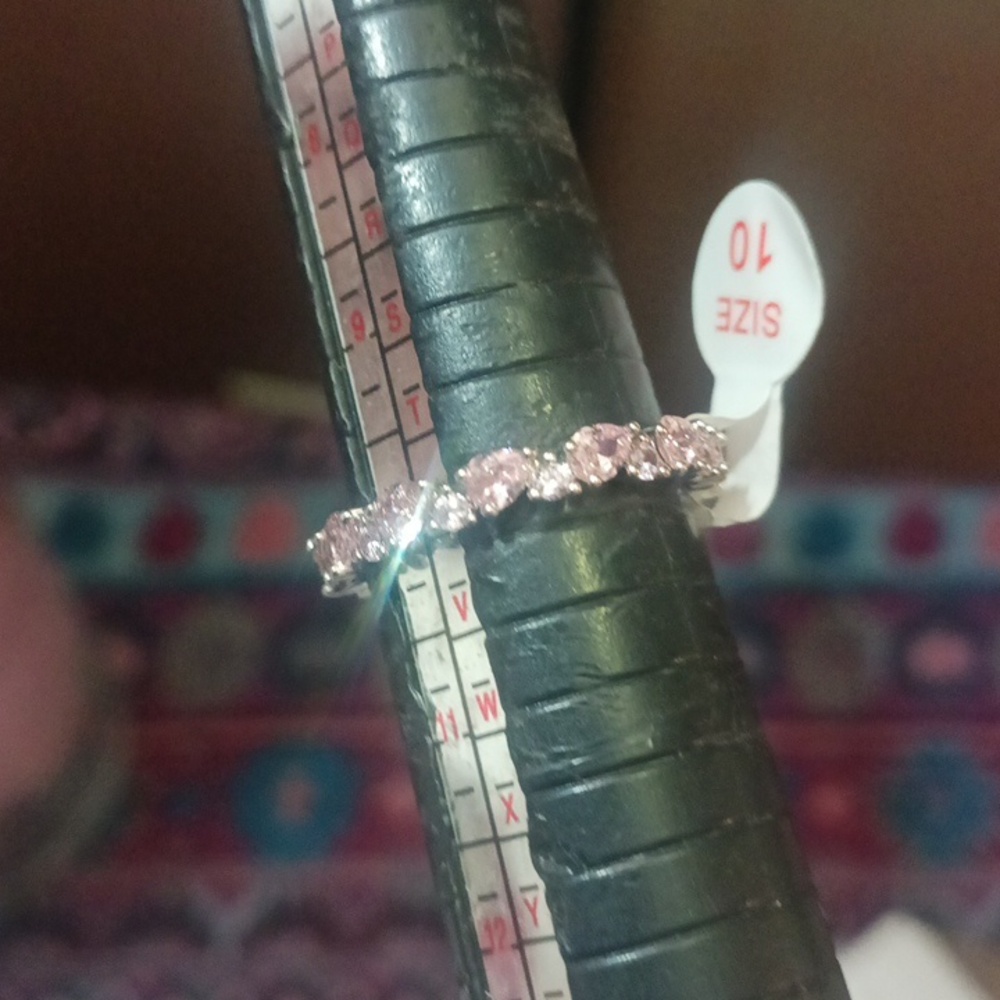 Women's ring silver with pink stones